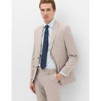 M&S Slim Fit Linen Blend Stretch Suit Jacket Brown Mix