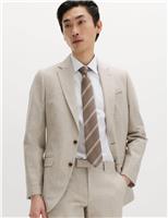 Tailored Fit Cotton Linen Striped Jacket