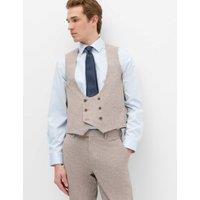 M&S Slim Fit Linen Blend Stretch Waistcoat Brown Mix