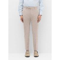 M&S Slim Fit Linen Blend Stretch Suit Trousers Brown Mix