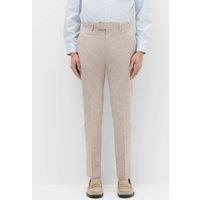 M&S Slim Fit Linen Blend Stretch Suit Trousers Brown Mix