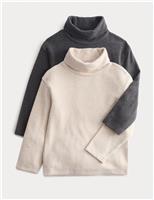 2pk Cotton Rich Roll Neck Tops (2-8 Yrs)