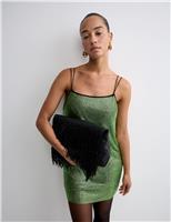 Metallic Embellished Mini Shift Dress