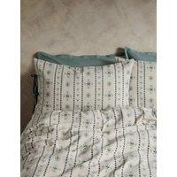 M&S X Fired Earth Pure Cotton Gauze Tile Jacquard Bedding Set White Mix