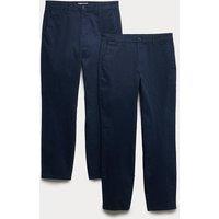 M&S 2 Pack Regular Fit Stretch Chinos Medium Navy