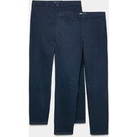 M&S 2 Pack Regular Fit Stretch Chinos Medium Navy