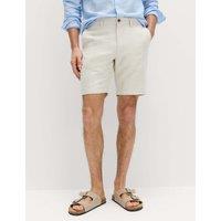 M&S Linen Blend Chino Shorts Stone Mix