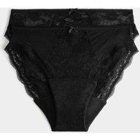 M&S 2 Pack Jasmine Lace High Leg Period Knickers Black