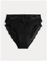 M&S 2 Pack Jasmine Lace High Leg Period Knickers Black