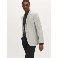 M&S Tailored Fit Textured Stretch Blazer Light Grey Mix