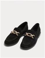 Suede Trim Flat Loafers