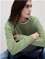 Cotton Rich Crew Neck Longline Sweatshirt