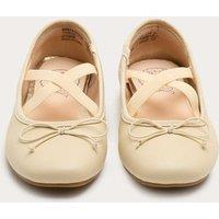 M&S Kids' Square Toe Ballet Shoes (4 Small - 6 Large) Ecru