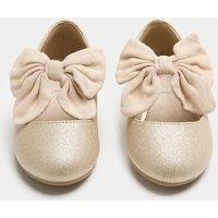 M&S Kids' Shimmer Bow Ballet Shoes (4 Small-2 Large) Gold