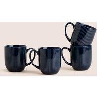 M&S Set of 4 Textured Stripe Mugs Blue