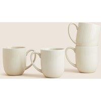 M&S Set of 4 Textured Stripe Mugs Cream