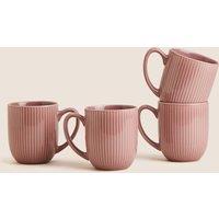 M&S Set of 4 Textured Stripe Mugs Pink
