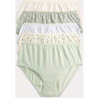 M&S 5pk Cotton Lycra Printed High Rise Shorts Soft Green