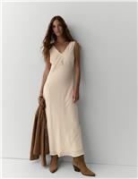 Pure Silk Beaded V-Neck Maxi Slip Dress