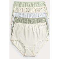 M&S 5pk Cotton Lycra Printed Full Briefs Soft Green