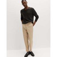 M&S Tailored Fit Puppytooth Trousers Neutral