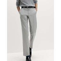 M&S Tailored Fit Checked Trousers Silver Grey