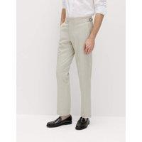 M&S Tailored Fit Herringbone Trousers Neutral
