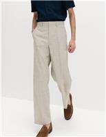 Relaxed Fit Textured Pleat Front Trousers