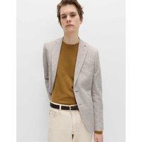 M&S Tailored Fit Cotton Blend Textured Stretch Blazer Neutral
