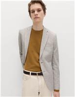 Tailored Fit Cotton Blend Textured Stretch Blazer