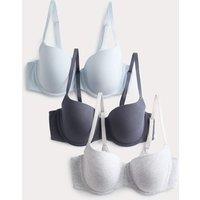 M&S 3pk Cotton Rich Wired Balcony Bras (A-E) Grey Mix