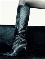 Hair On Leather Stiletto Heel Knee High Boots