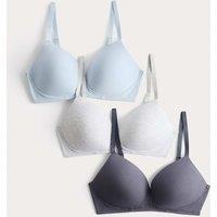 M&S 3pk Non Wired Full Cup T-Shirt Bras A-E Grey Mix