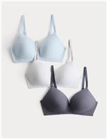 M&S 3pk Non Wired T-Shirt Bras A-E Grey Mix