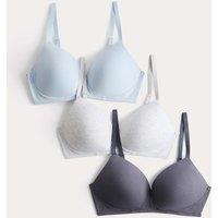 M&S 3pk Non Wired T-Shirt Bras A-E Grey Mix