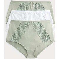 M&S 3pk Amelia Lace Full Briefs Soft Green