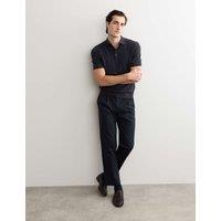 JAEGER Merino Wool with Silk Knitted Polo Shirt Navy