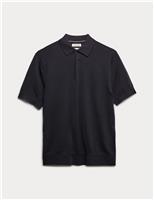 Merino Wool Rich Knitted Polo Shirt with Silk