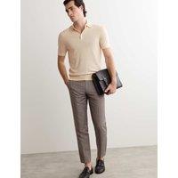 JAEGER Merino Wool with Silk Knitted Polo Shirt Ecru