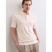 JAEGER Merino Wool with Silk Knitted Polo Shirt Light Pink