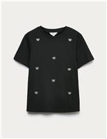 Pure Cotton Embellished Bow Top