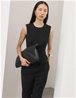 Wool Blend Crew Neck Waisted Top