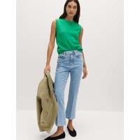 M&S High Waisted Kickflare Cropped Jeans Medium Indigo