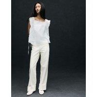 M&S High Waisted Wide Leg Turn Up Jeans Ecru