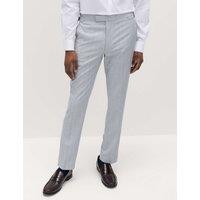 M&S Tailored Fit Herringbone Trousers Navy