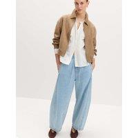 M&S Pull On High Waisted Barrel Leg Jeans Light Indigo