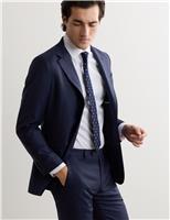 JAEGER Tailored Fit Italian Wool Sharkskin Jacket Dark Blue