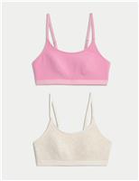 M&S 2 Pack Cotton First Bra Crop Tops Navy Mix