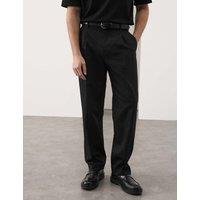 Autograph Relaxed Fit Lyocell Rich Pleat Front Trousers Black