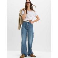 M&S High Waisted Relaxed Straight Jeans Medium Indigo